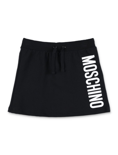 Moschino Teen Logo Print Drawstring Skirt In Black