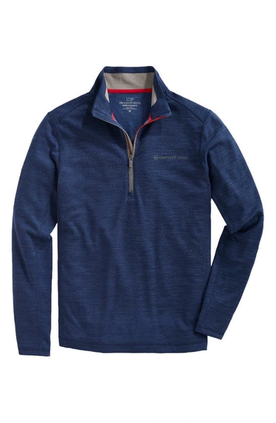 Vineyard Vines Sankaty Half Zip Performance Pullover In Blue Depth