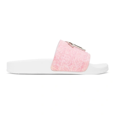 Giuseppe Zanotti New Laburela Lilium Croc-effect Leather Slides In Bianco Pink
