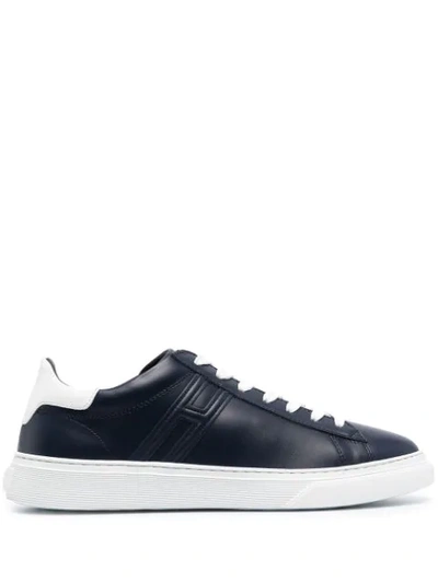 Hogan H365 Sneakers In Leather With Contrasting Heel Tab In Dark Blue
