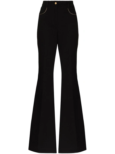 Fendi Contrast-stitching Flared Jeans In Black