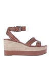 Guess Latanye Fl6laelea04 Leather Sandals With Wedge And Application Of Micro Studs In Brown
