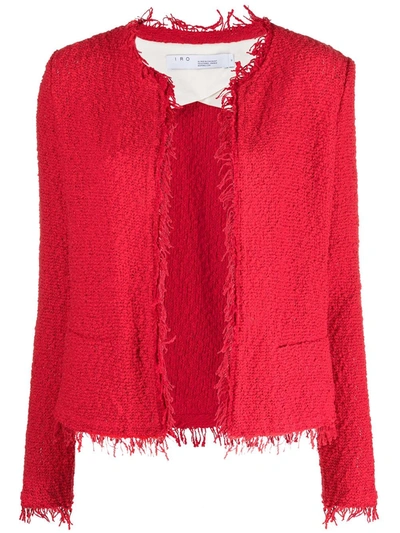 Iro Shavani Frayed Cotton-blend Bouclé Jacket In Red