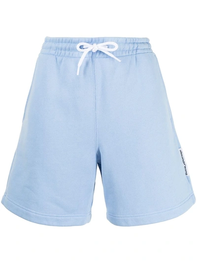 Alexander Wang Garment Washed Terry Shorts Light Blue