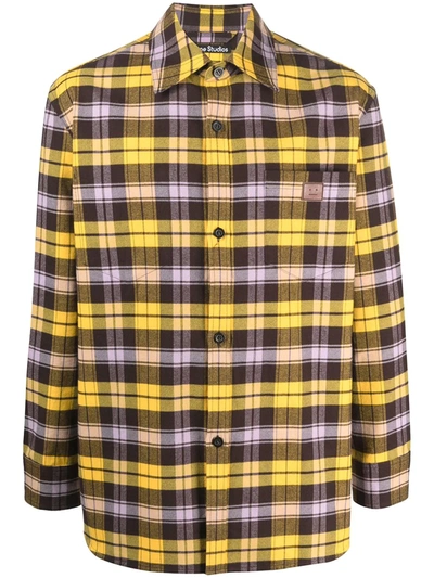 Acne Studios Salak Checked Face Flannel Shirt In Yellow