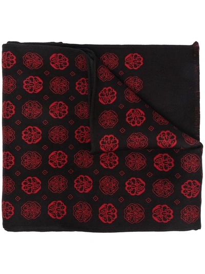 Alexander Mcqueen Mens Black Other Materials Scarf In Black/red
