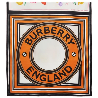 Burberry Multicolor Silk Montage Print Scarf In Bright Oran