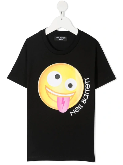 Neil Barrett Teen Smiley-print T-shirt In Nero