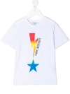 Neil Barrett Kids' White T-shirt For Boy With Thunderbolt In Blue