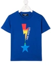 Neil Barrett Kids' Lightning Print Cotton Jersey T-shirt In Blue
