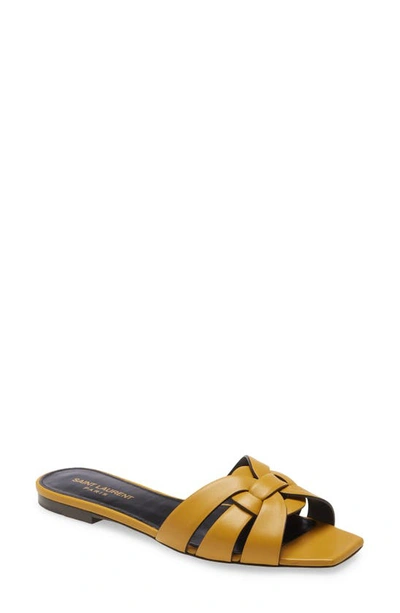 Saint Laurent Nu Pieds 05 Tribute Leather Mules In Yellow