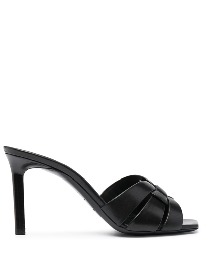 Saint Laurent Tribute Sandals In Black Leather