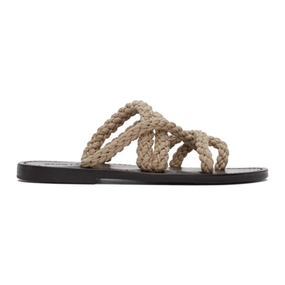 Saint Laurent 10mm Jude Woven Straw Thong Sandals In Ecru