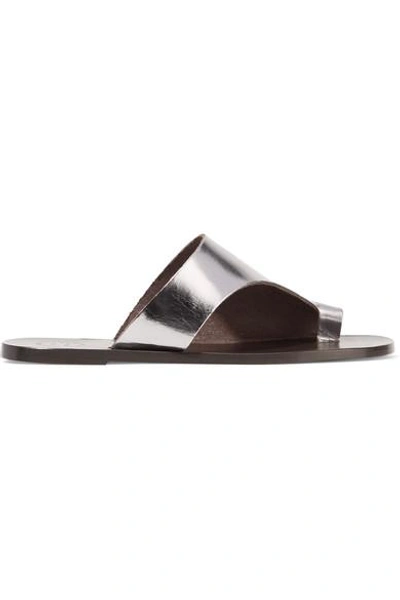 Atp Atelier 'rosa' Vegetable Tanned Metallic Leather Slide Sandals