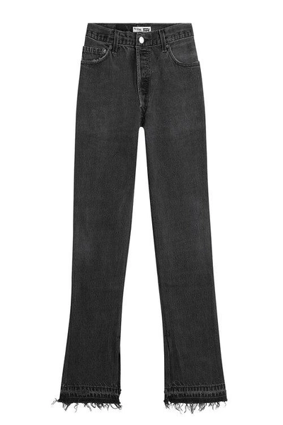 Re/done Flared Jeans With Frayed Trims In Black