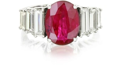 Gucci Rings Ruby And Diamond White Gold Ring In Rouge