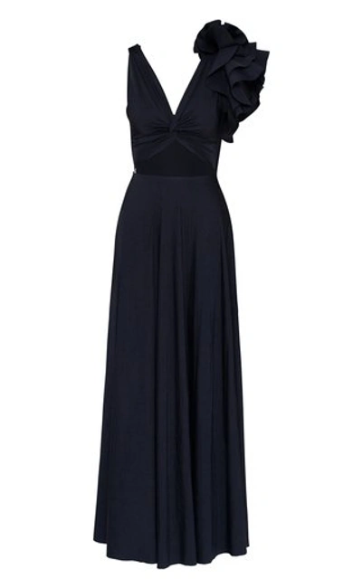 Maygel Coronel Women's Blanca Reversible Ruffled Cutout Maxi Dress In Black