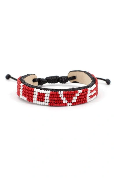 Ubuntu Life Love Beaded Woven Bracelet In Red