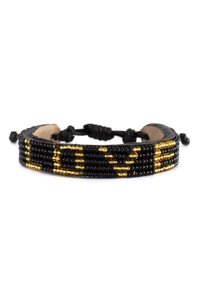 Ubuntu Life Love Beaded Woven Bracelet In Black/ Gold