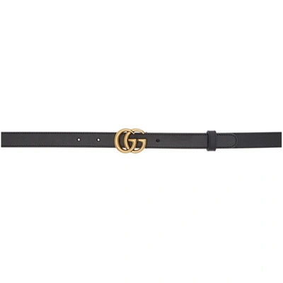 Gucci Black Thin Gg Marmont Belt In 1000 Black