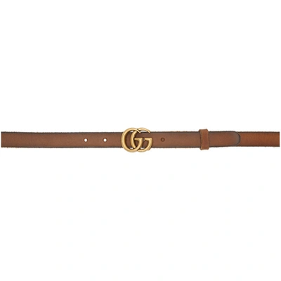 Gucci Brown Thin Gg Marmont Belt In 2535 Brown