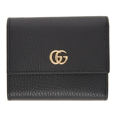 Gucci Black Small Gg Marmont Trifold Wallet In 1000 Black