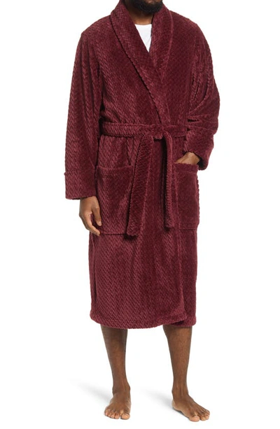 Nordstrom Plush Jacquard Robe In Burgundy Tannin Jacquard Plaid