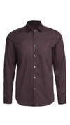 Theory Irving Slim Fit Pixelated Print Button-up Shirt In Dark Eggplant Melange