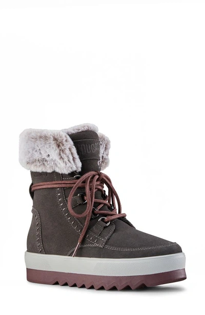 Cougar Vanetta Polar Plush Suede Winter Booties In Pewter Leather