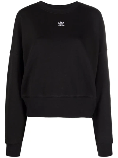 Adidas Originals Trefoil Essentials Crewneck Sweatshirt In Black