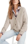 Madewell Cameron Ribbed Crop Cardigan In Heather Linen