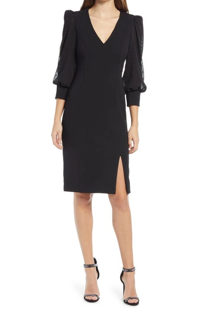 Eliza J Balloon Sleeve Cocktail Dress In Black