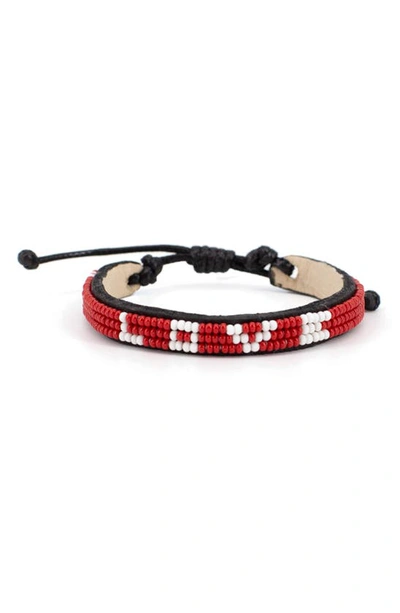 Ubuntu Life Love 3-row Beaded Woven Bracelet In Red