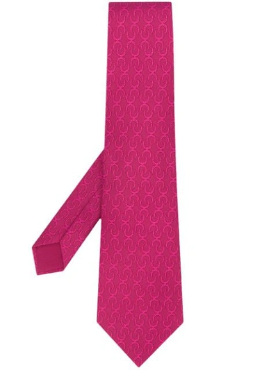 Pre-owned Hermes 2010s  Horseshoe Print Tie In Pink