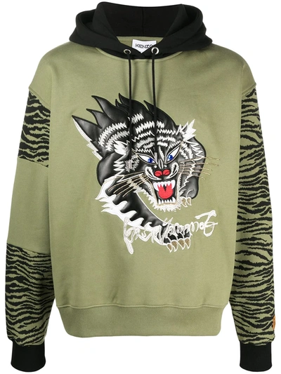 Kenzo Green Sweatshirt For Kansaiyamamoto With Black Panther Print