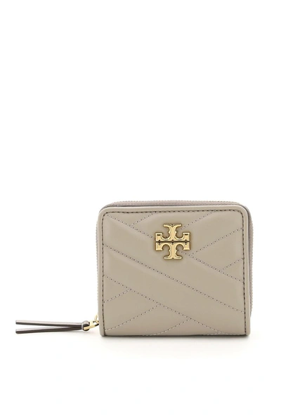 Tory Burch Kira Chevron Bi-fold Wallet In Grey,beige
