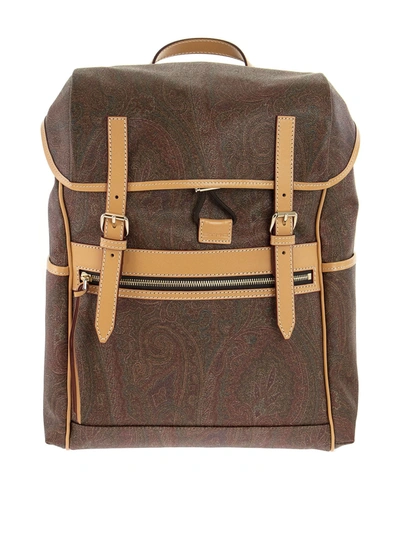 Etro Paisley Jacquard Backpack In Brown Paisley