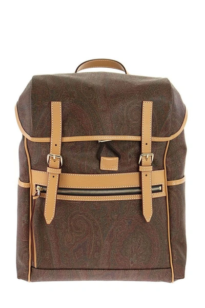 Etro Classic Paisley Backpack In Brown Paisley