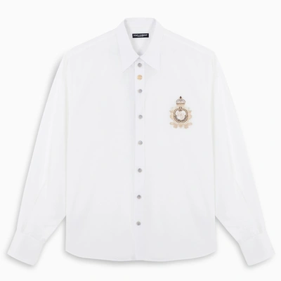 Dolce & Gabbana Cotton Shirt With Dg Patch In White