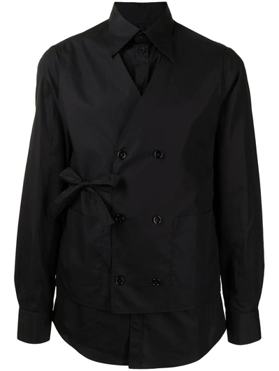 Dolce & Gabbana Cotton Shirt With Wrap Front In Black