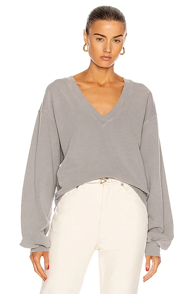 Agolde V-neck Balloon Sleeve Sweatshirt In Grey