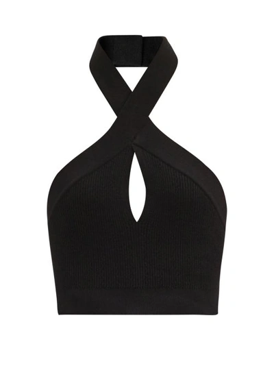 Balmain Twist-front Jersey Crop Top In Black