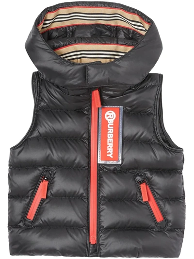 Burberry Babies' Logo Patch Padded Gilet In Black
