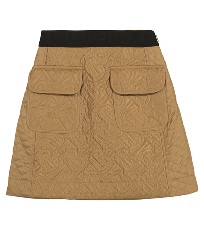 Burberry Kids' Recycled Polyester Skirt With Monogram Quilted Panels In Beige