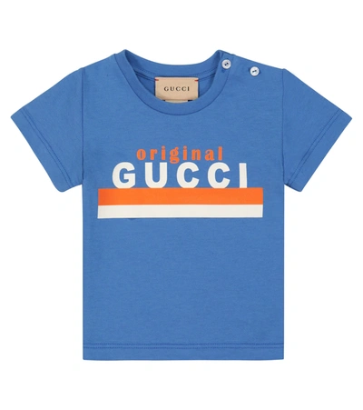 Gucci Baby Logo Cotton Jersey T-shirt In 蓝色
