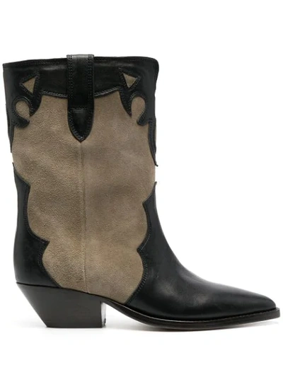 Isabel Marant Duoni Western Leather And Suede Ankle Boots In Taupe
