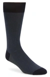 Pantherella Tewkesbury Cotton Blend Bird's Eye Dress Socks In Navy