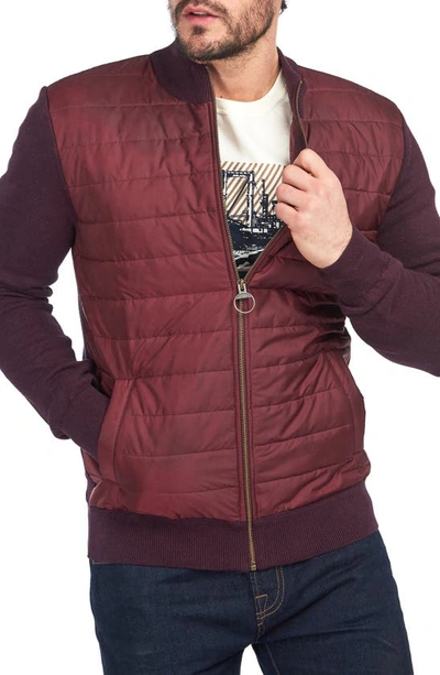 Barbour Quilted & Knit Bomber Jacket In Merlot