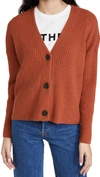 Madewell Secret Santa Cropped V Neck Cardigan In Heather Brick