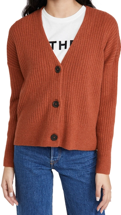 Madewell Secret Santa Cropped V Neck Cardigan In Heather Brick